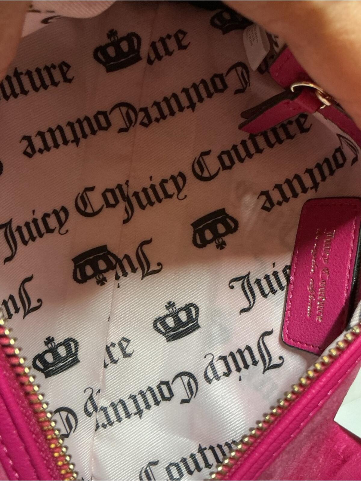 Juicy Couture Raspberry Pink Shoulder Bag with Heart Charm and Pouch - New