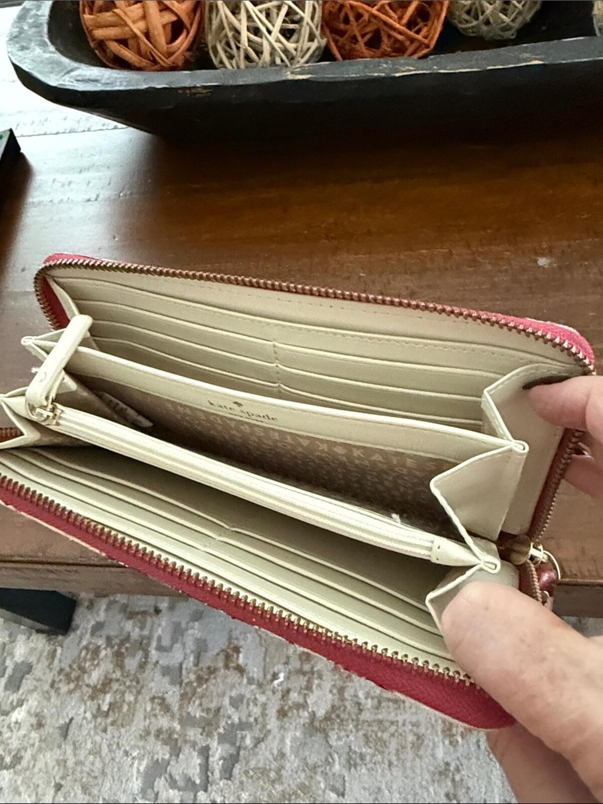 Kate Spade Floral Zip Around Wallet Wristlet Pink Rose