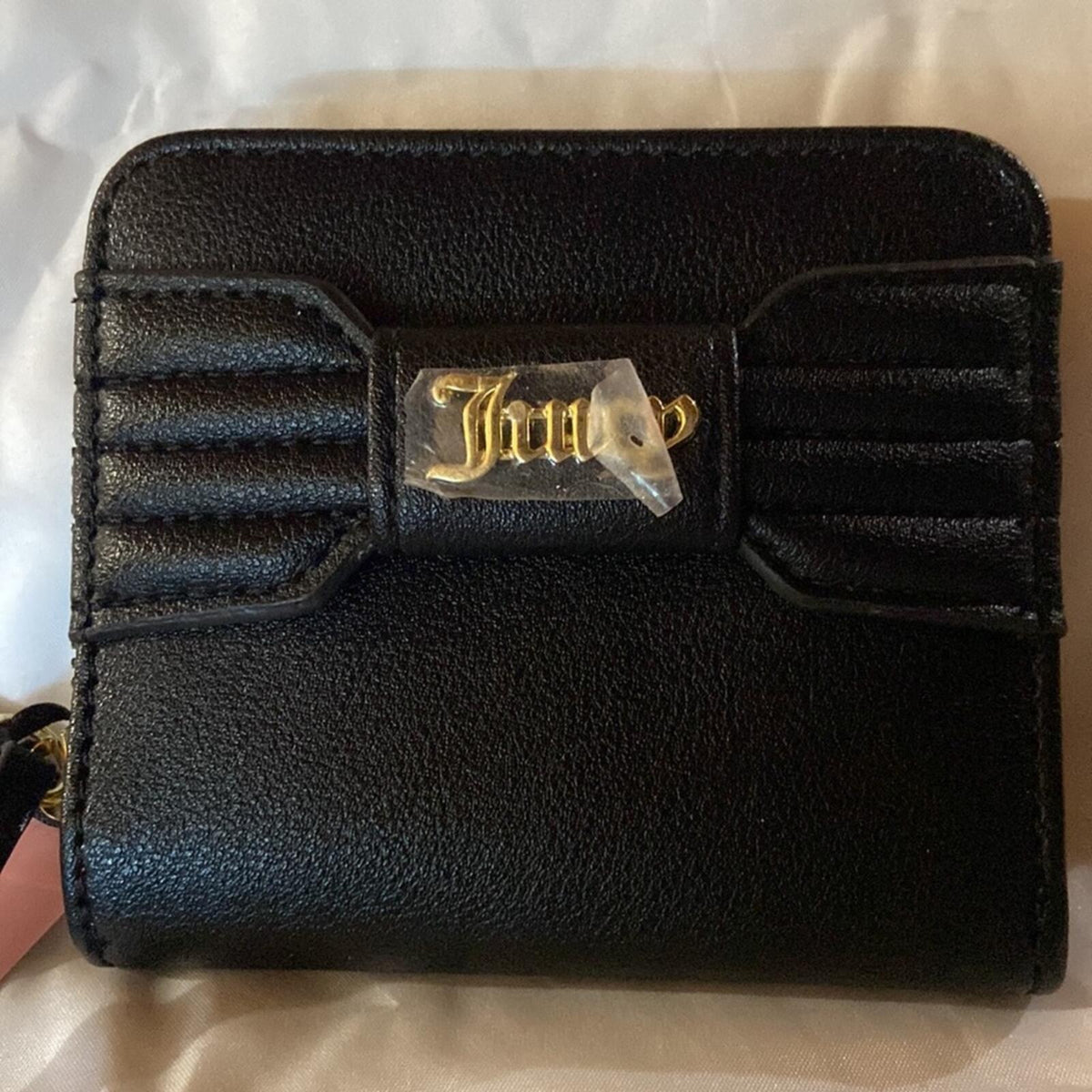 Juicy Couture Black Zip Around Wallet with Gold Bow Accent - New with Tags