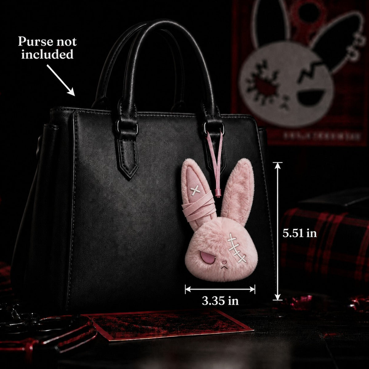 Zombie Pink Plush Bunny Bag Charm Keychain