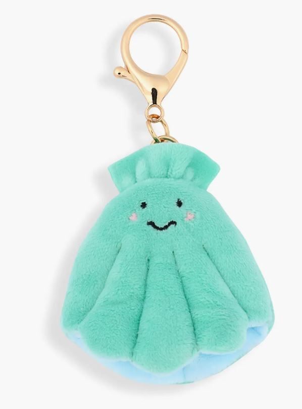 Leith Plush Clam Shell Pearl Bag Charm Keychain Teal