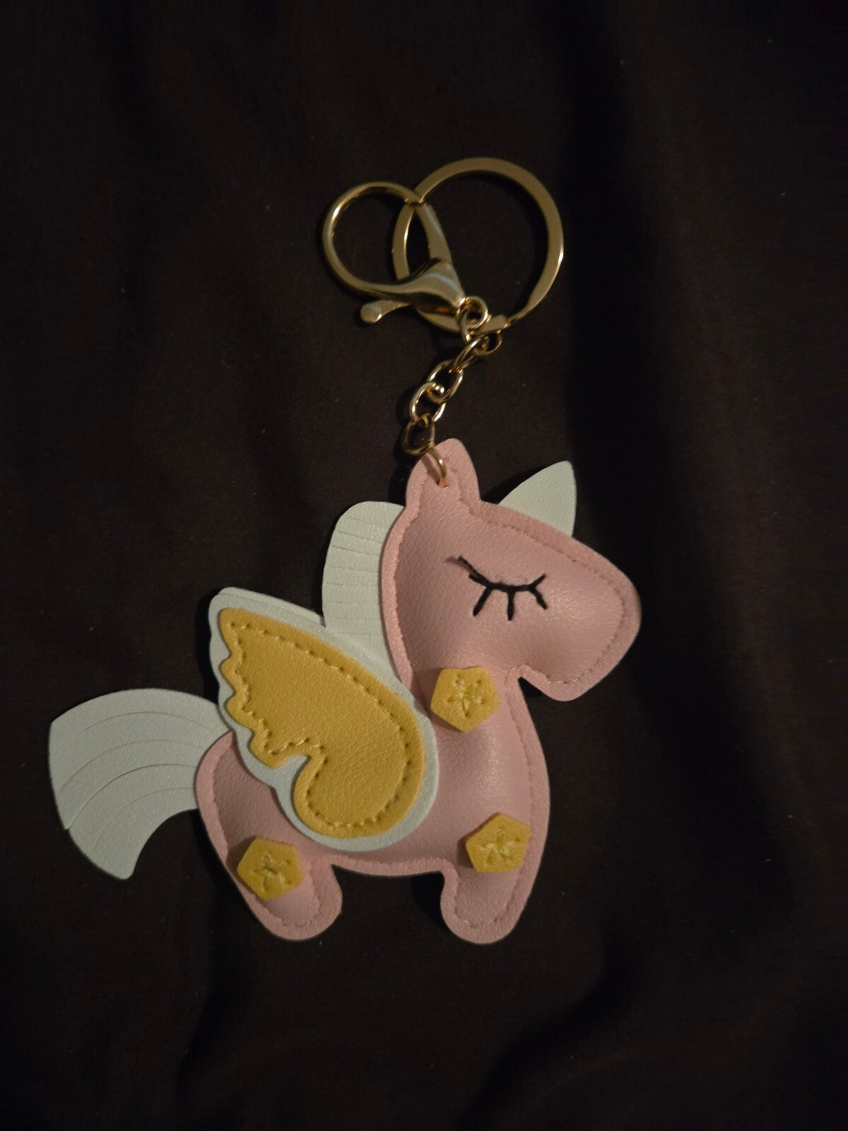 Pink Pegasus Faux Leather Bag Charm Keychain