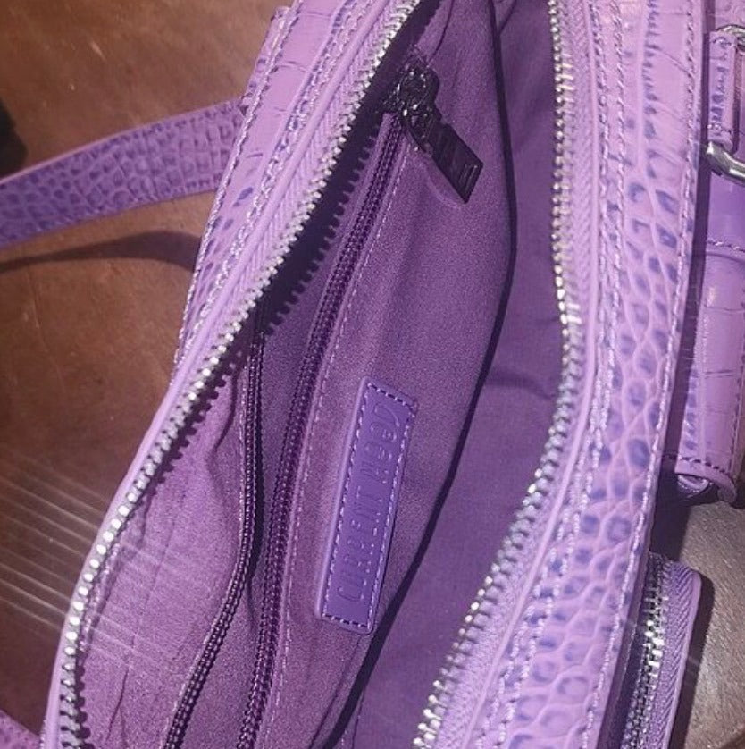 NWT Dolls Kill Purple Croc Embossed Y2K Multi-Pocket Shoulder Bag Phone Buzz