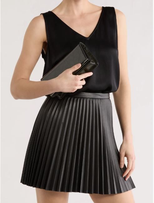 BCBG Bar Hardware Black Metallic Embossed Clutch NWT