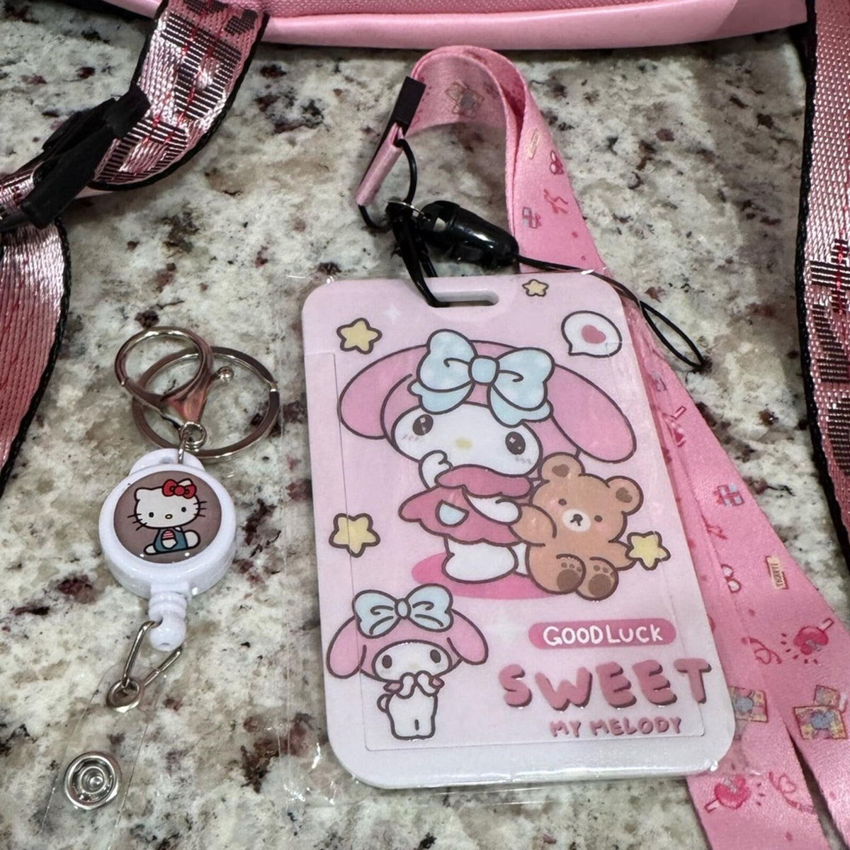 NWOT Hello Kitty Pink and Black Backpack bundle with lanyard
