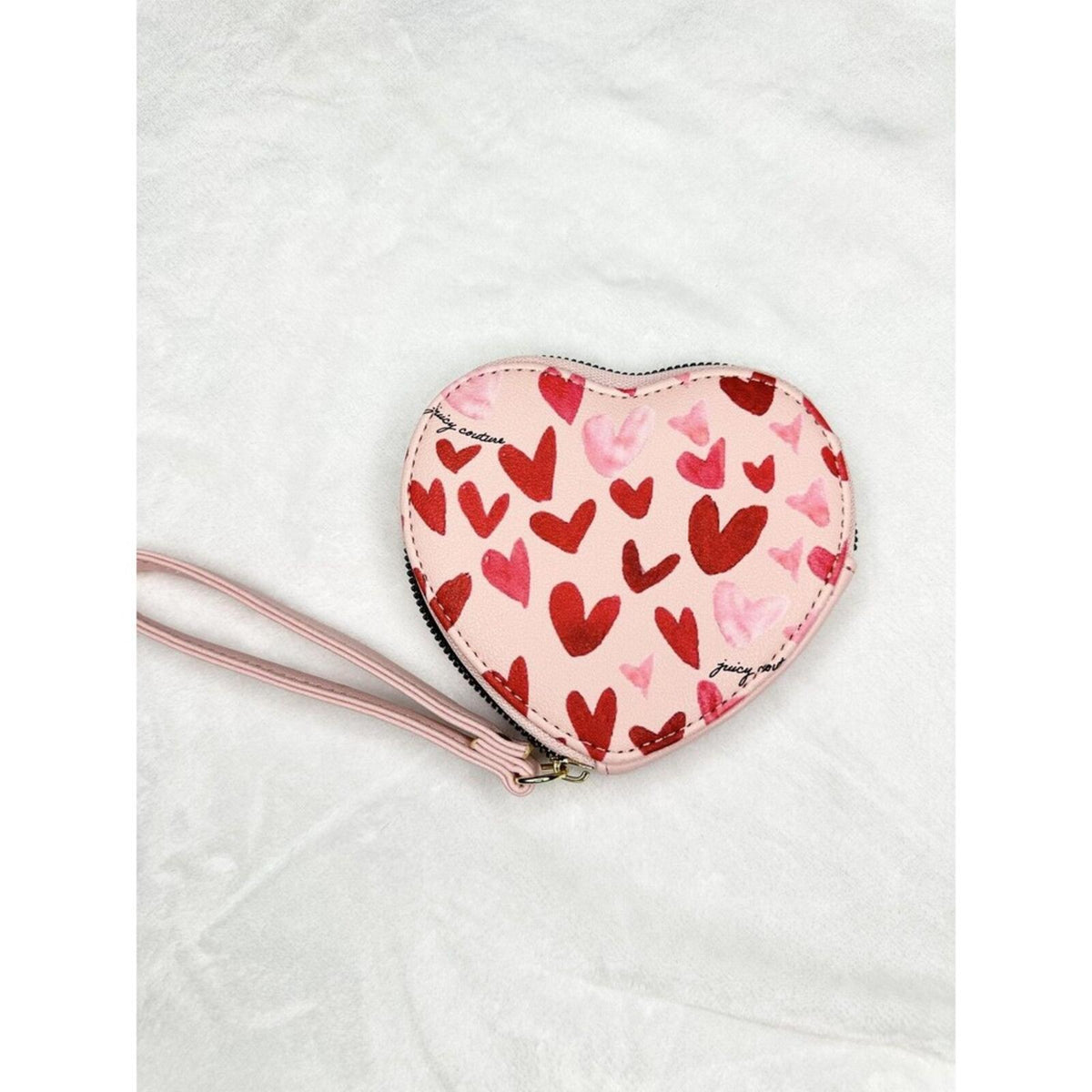 Juicy Couture Pink Heart-Shaped Wristlet Zip Wallet