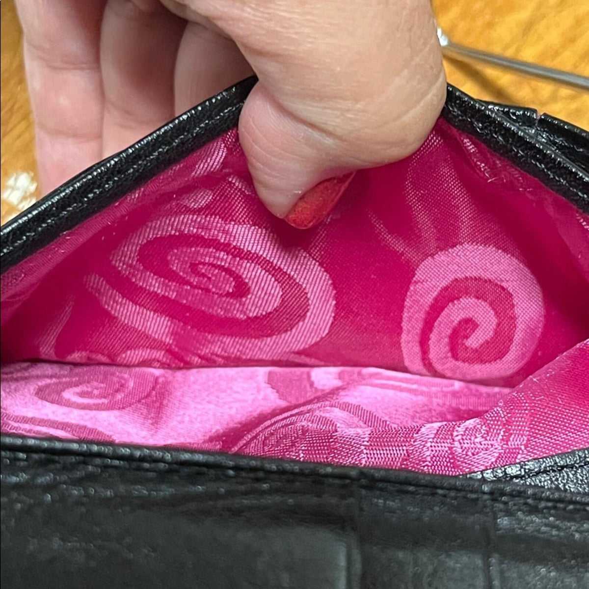 Brighton Black Leather Women's Crossbody Wallet with Colorful Accents