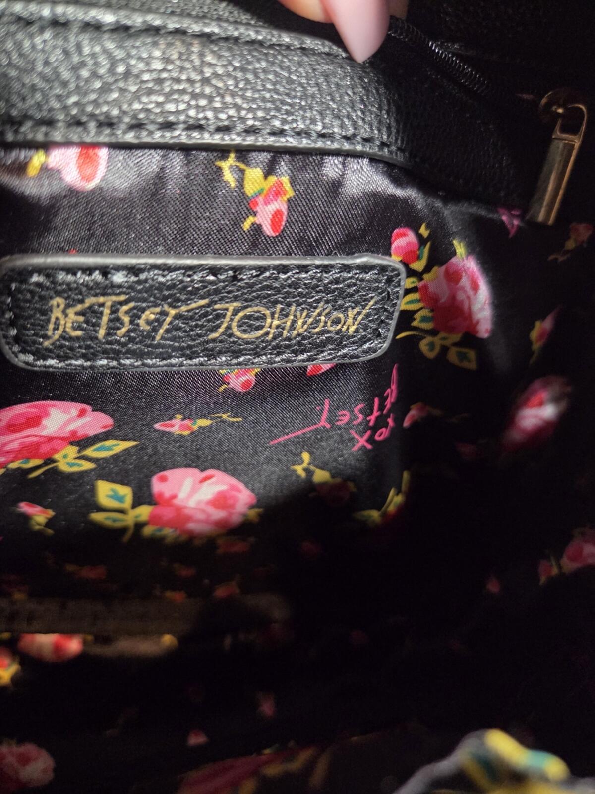 NWOT Betsey Johnson Backpack Luv xoxoxo Black Teal Bow Polka Dots