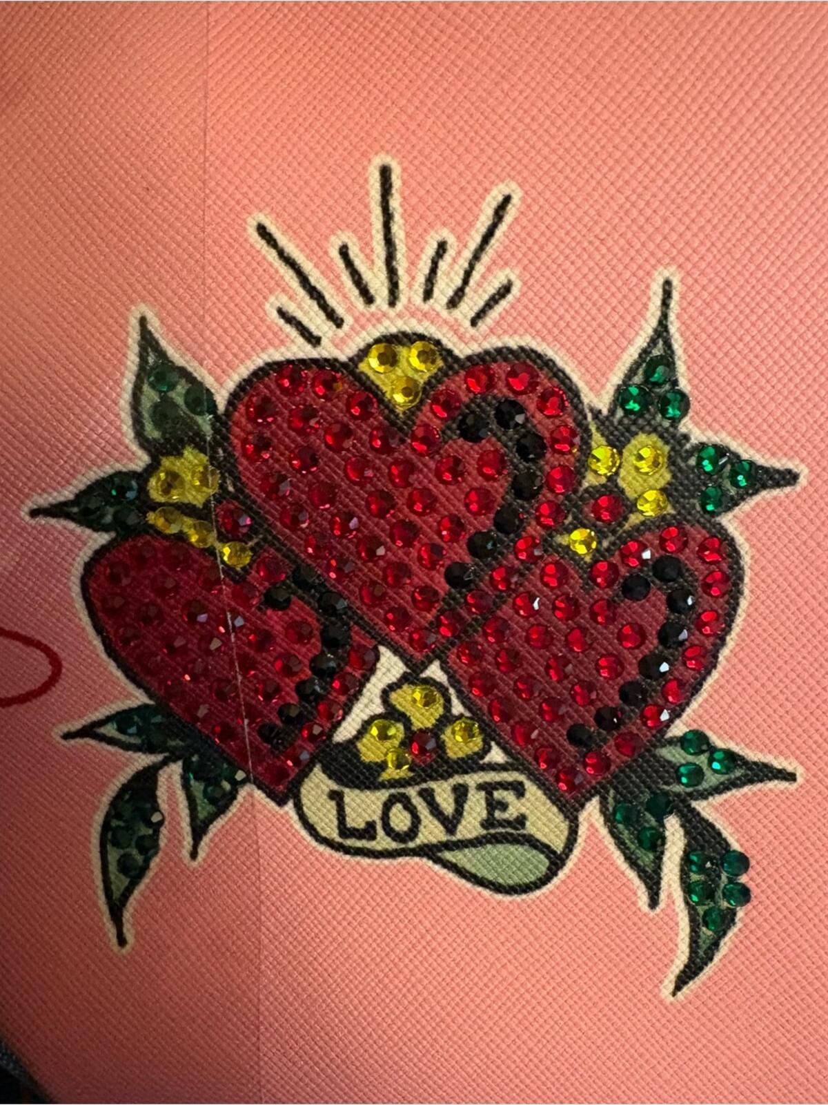 Ed Hardy Pink Cosmetic Case 2 Piece Set Love Heart Bow NWT