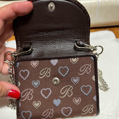 Brighton Brown leather  Heart Pattern small crossbody EUC