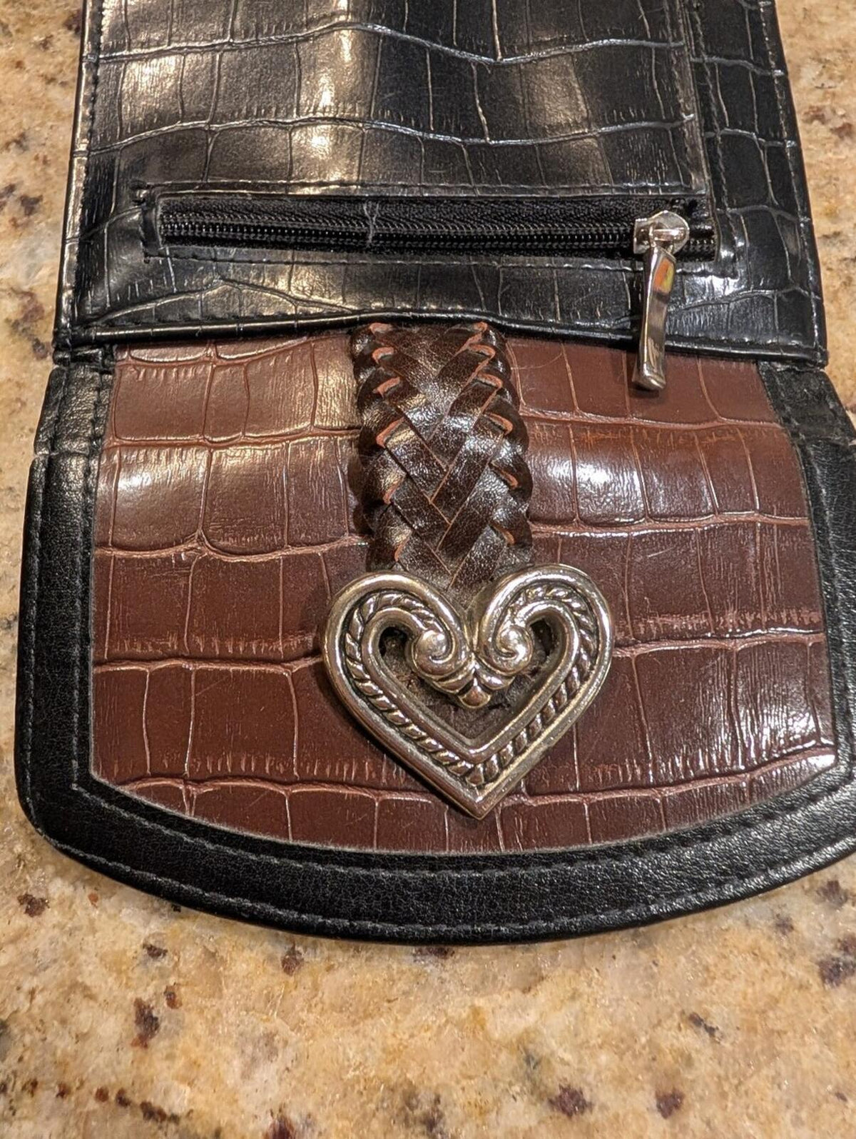 Brighton Black Leather Shoulder Bag with Matching Wallet