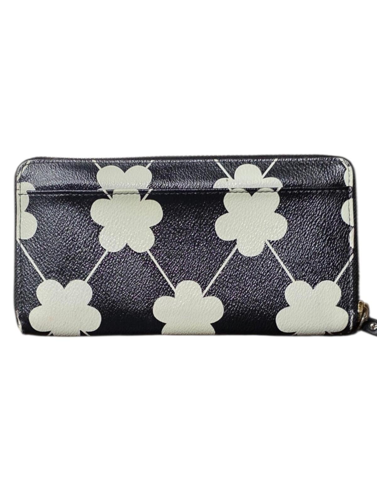 Kate Spade Grant Street Neda Floral Zip Around Continental Wallet Black White