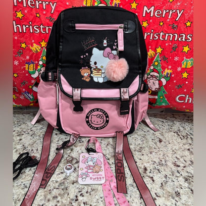 NWOT Hello Kitty Pink and Black Backpack bundle with lanyard