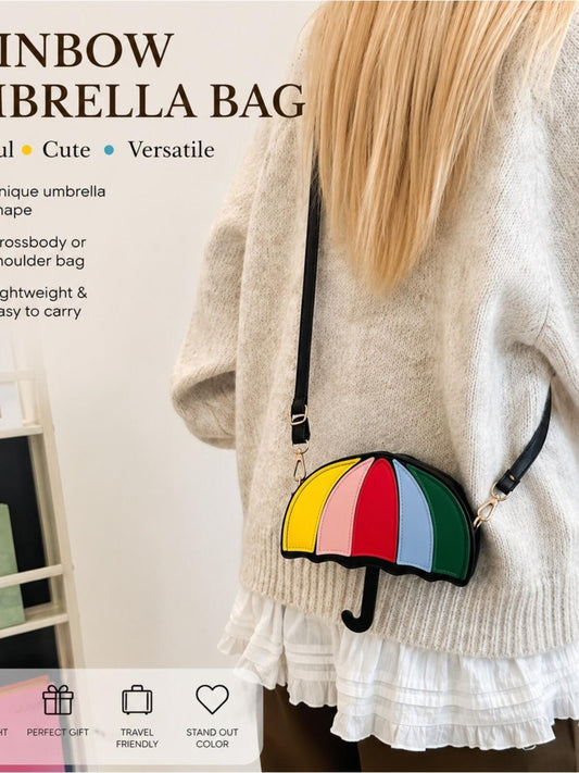 Rainbow Umbrella Crossbody Bag Kawaii Novelty Purse Travel Festival