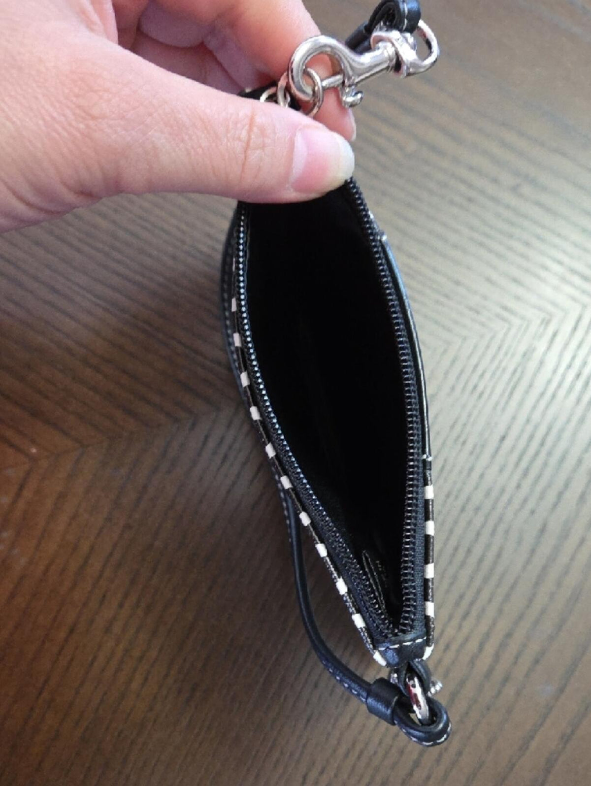 Coach Signature Canvas Wristlet Black White
