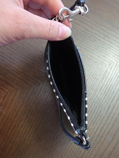 Coach Signature Canvas Wristlet Black White