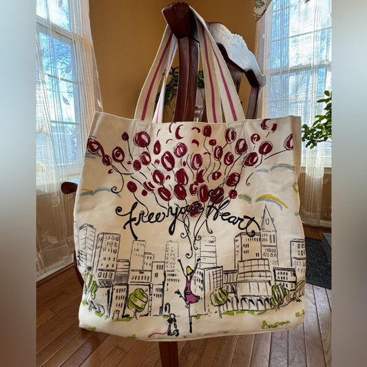 Brighton Women's Canvas Tote Bag with Balloon Print