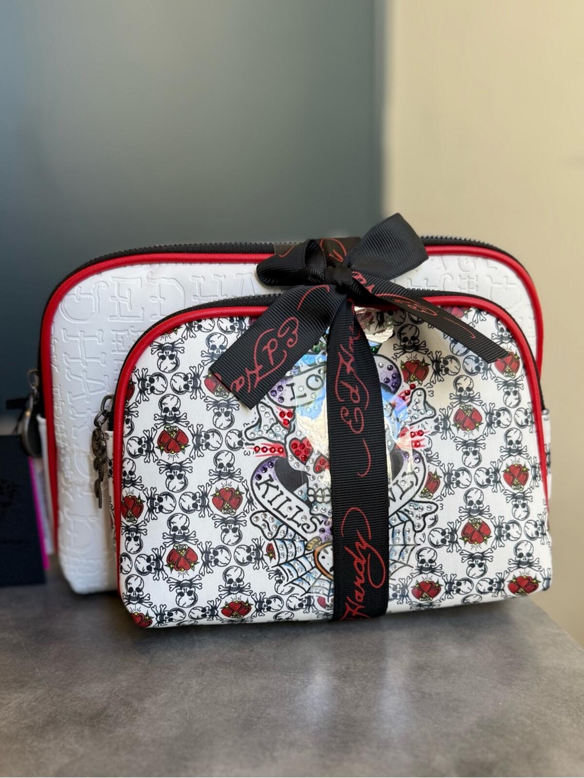 Ed Hardy "Love Kills Slowly" White Tattoo Graphic 2-Piece Bag Set