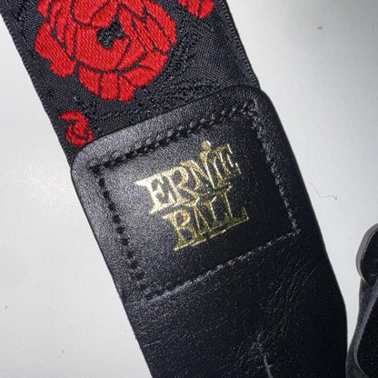 Ernie Ball Floral Guitar Strap Adjustable Black Red Convertible Purse Bag Strap