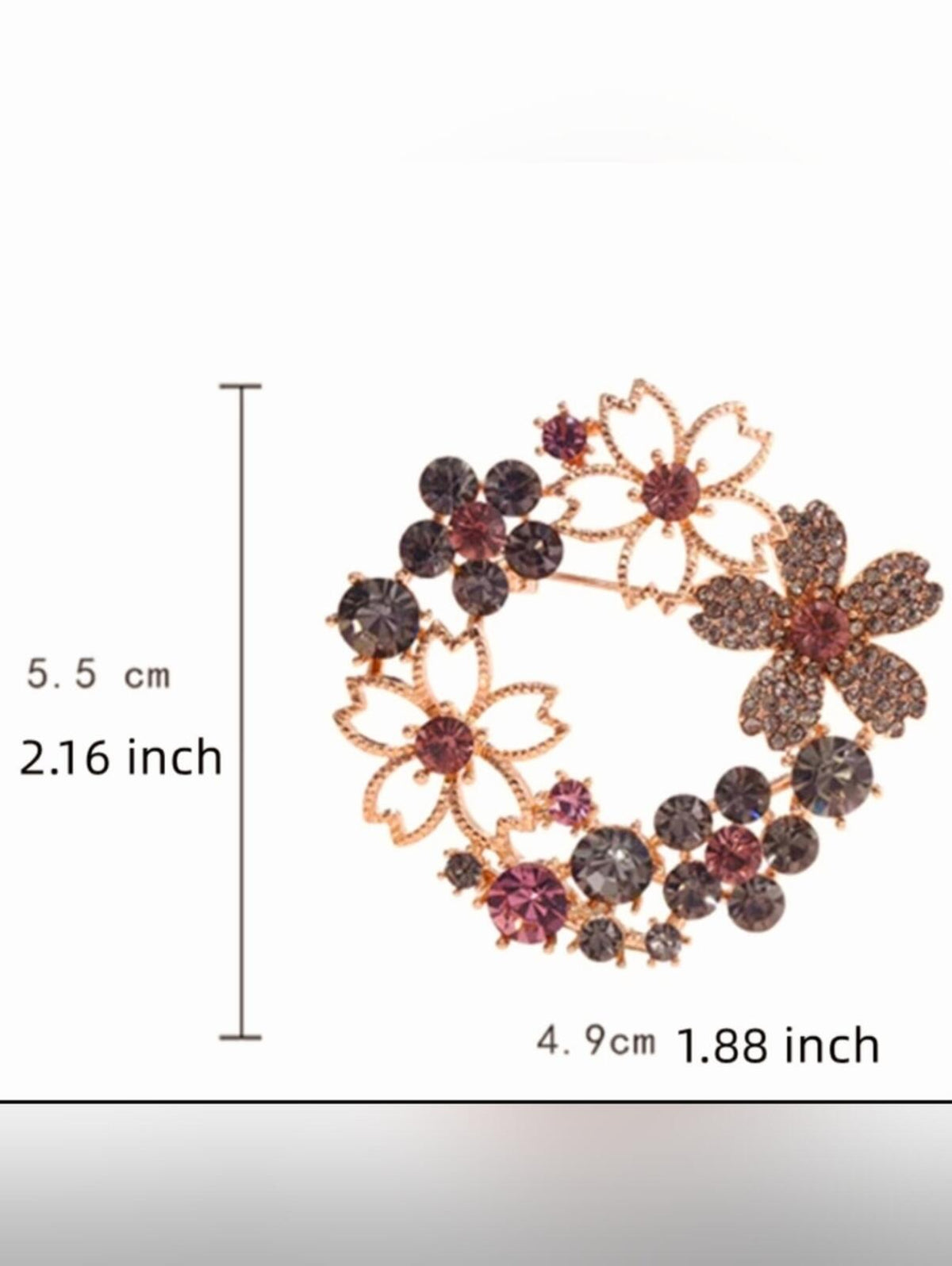 Vintage Pink Rhinestone Floral Brooch Bouquet Pin Wedding Gift