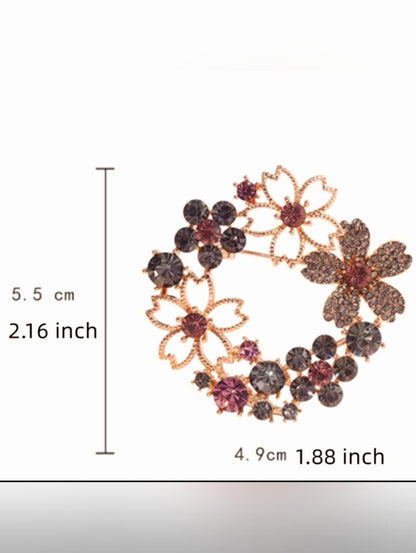 Vintage Pink Rhinestone Floral Brooch Bouquet Pin Wedding Gift
