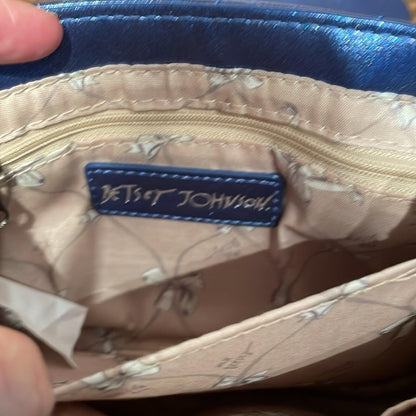Betsey Johnson Blue Quilted Heart Crossbody Bag with Chain Strap
