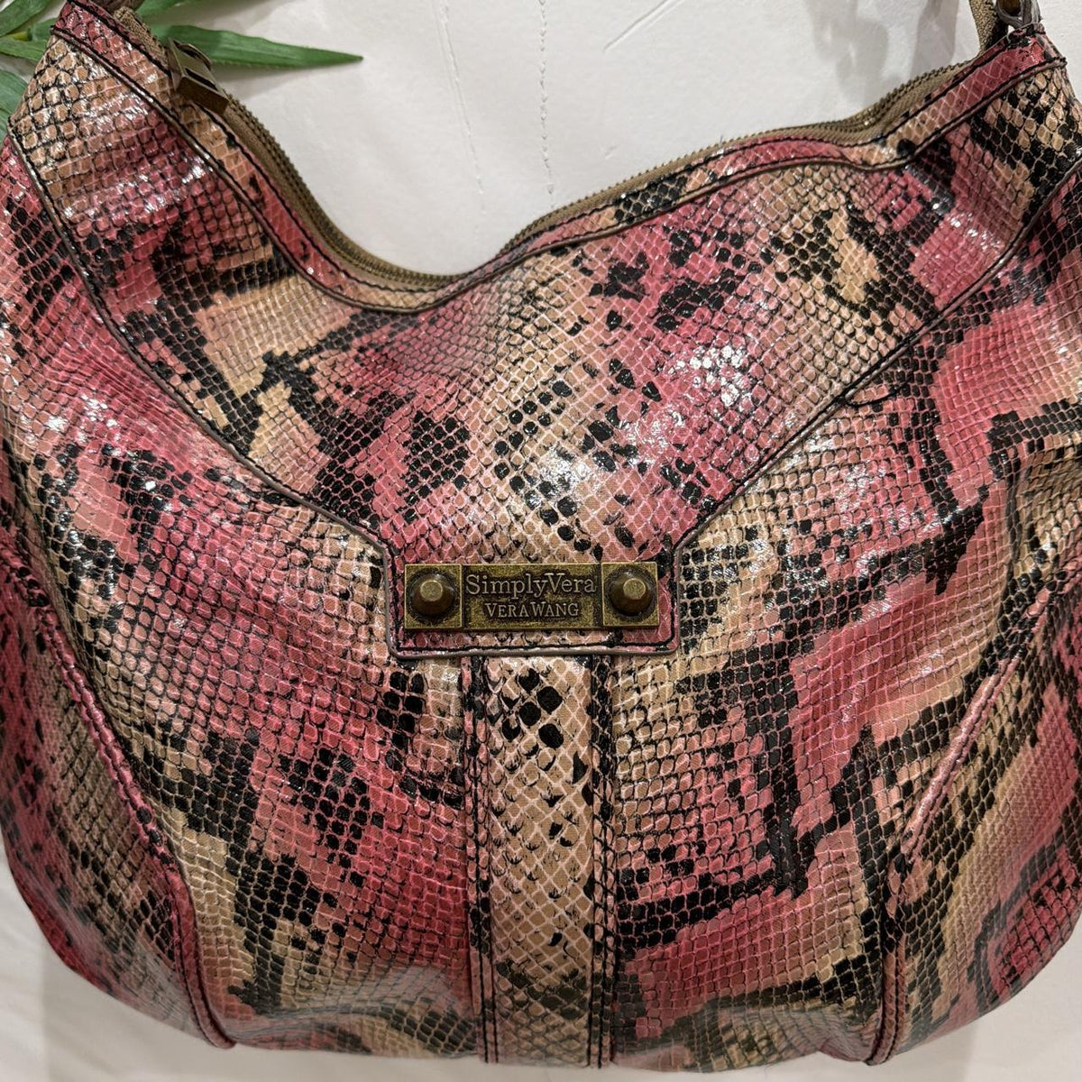 Vintage Y2k Simply Vera Vera Wang Pink Snakeskin Hobo Bag Grunge Sleaze