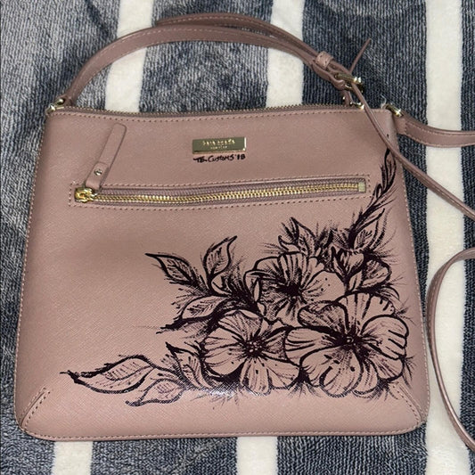 Kate Spade New York Dusty Rose Floral Embossed Leather Crossbody Handbag