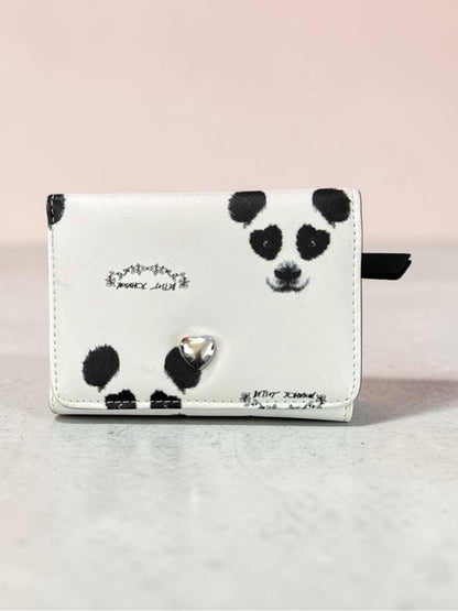Betsey Johnson White and Black Panda-Print Small Trifold Wallet. NWOT