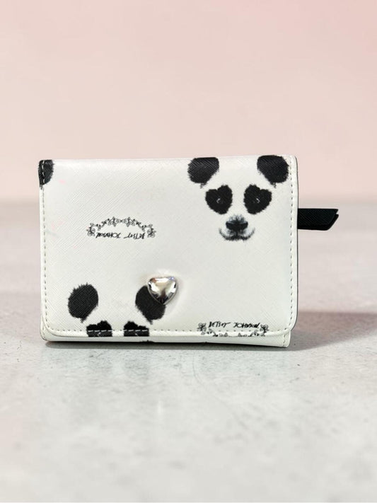 Betsey Johnson White and Black Panda-Print Small Trifold Wallet. NWOT
