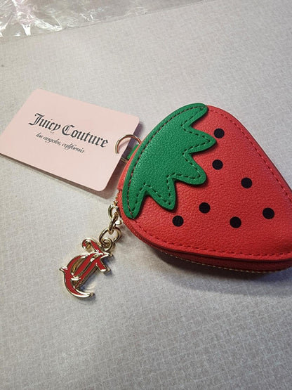 Juicy Couture Strawberry Coin Pouch Keychain Bag Charm NWT Exclusive