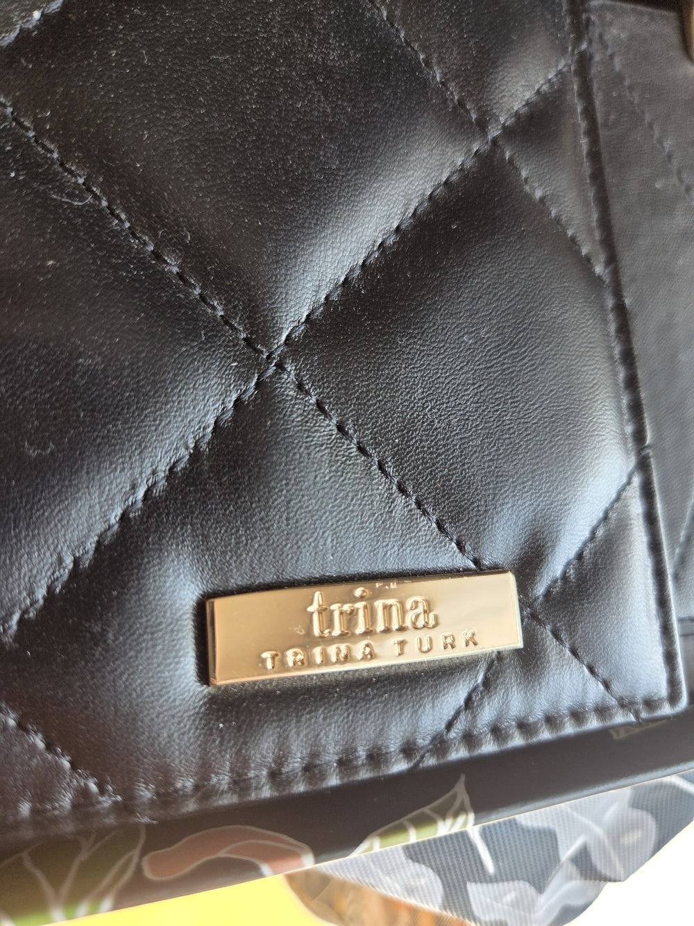 Trina Turk Black Quilted Leather Travel Wallet with Luggage Tag - New with Tags