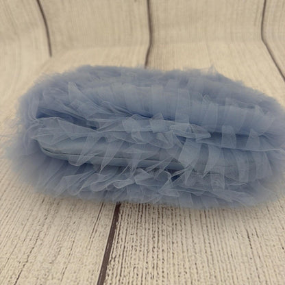 Badgley Mischka Jewel Purse Blue Tulle Ruffle Evening Bag Prom Wedding Girly