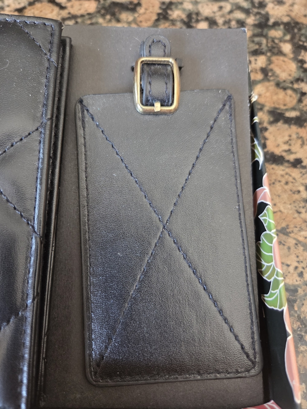 Trina Turk Black Quilted Leather Travel Wallet with Luggage Tag - New with Tags