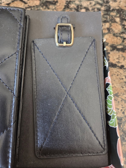 Trina Turk Black Quilted Leather Travel Wallet with Luggage Tag - New with Tags