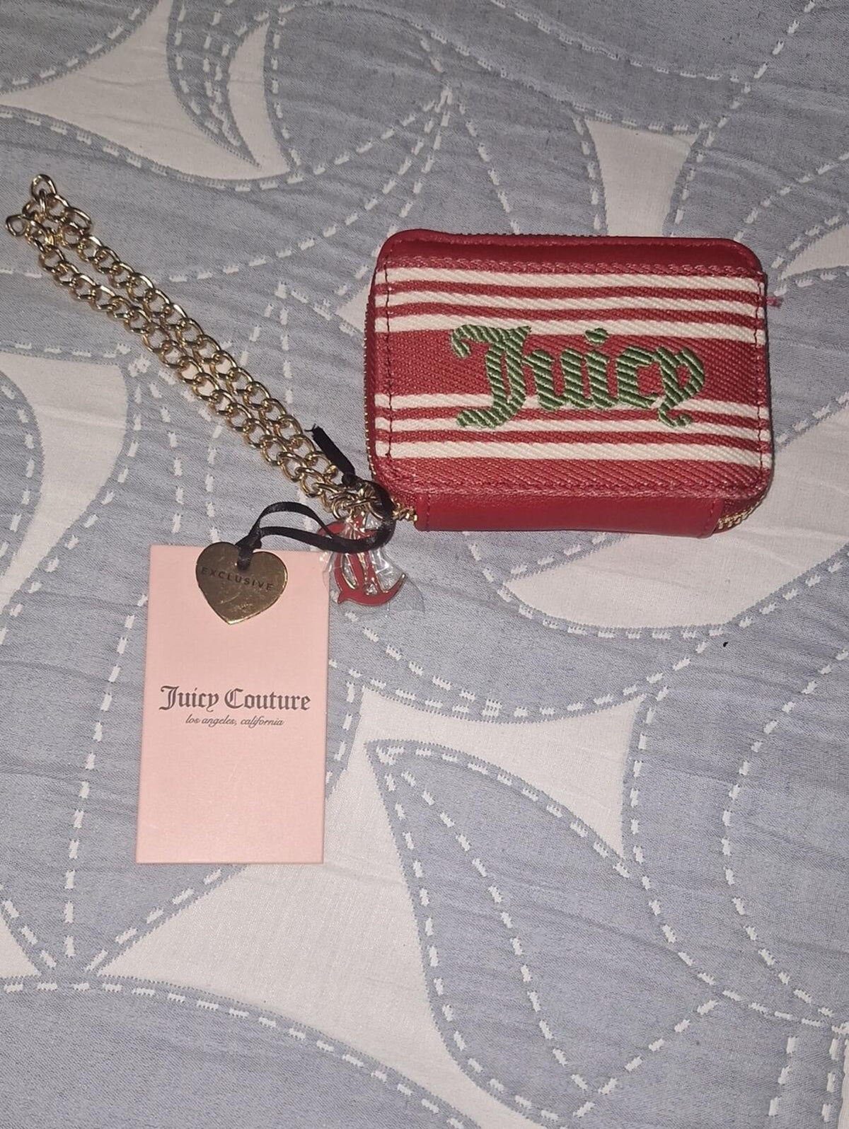 EXCLUSIVE Juicy Couture Red White Striped Wristlet Wallet NWT