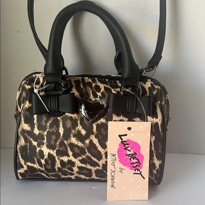 NWTRare Luv Betsey Johnson Leopard Print Mini Barrel Bag