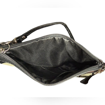 Coach Signature Beige and Black Wristlet Clutch Purse - Vintage Y2K Style Zip P…