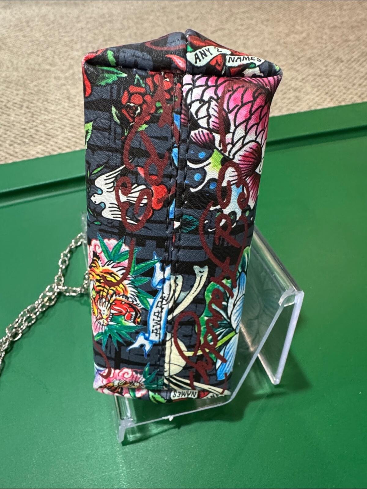 Ed Hardy Women's Mini Crossbody Coin Pouch with Tattoo-Inspired Design