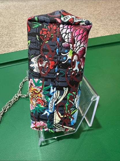 Ed Hardy Women's Mini Crossbody Coin Pouch with Tattoo-Inspired Design