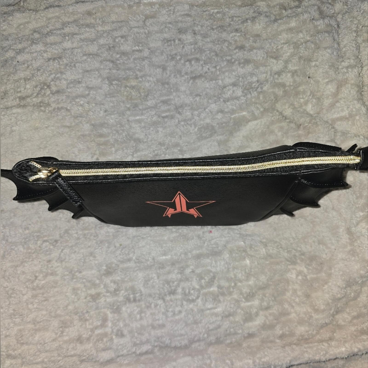 Jeffree Star Black Cosmetic Bag with Star Logo and Winged Sides NWOT