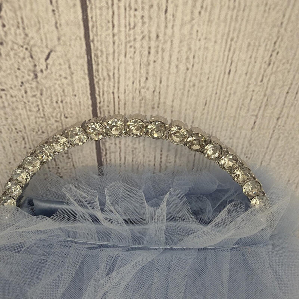 Badgley Mischka Jewel Purse Blue Tulle Ruffle Evening Bag Prom Wedding Girly
