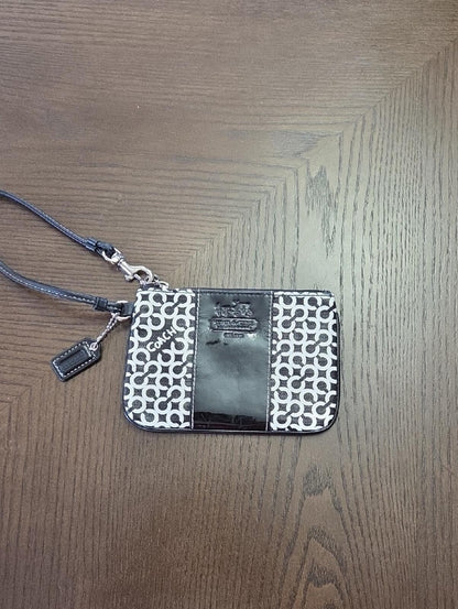 Coach Signature Canvas Wristlet Black White