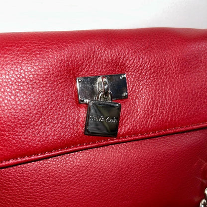 Calvin Klein Red Textured Crossbody Bag with Chain Strap