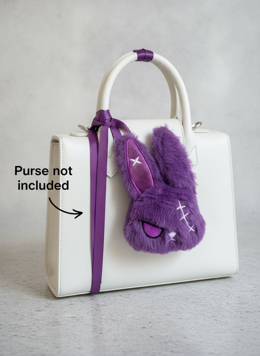 Purple Zombie Bunny Plush Bag Charm Gothic Kawaii Keychain-no purse