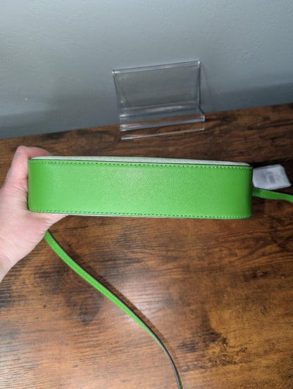 Michael Kors Green Monogram Crossbody Camera Bag with Silver Chain