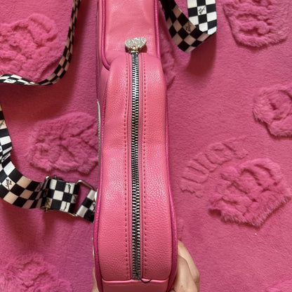 Betsey Johnson Pink Rockstar Guitar Purse & Cow Print Cowboy Hat Keychain