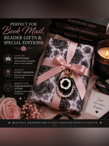 Dark Romance Gift Wrap Bundle 20 Rose Sheets Purse Charm Keychain