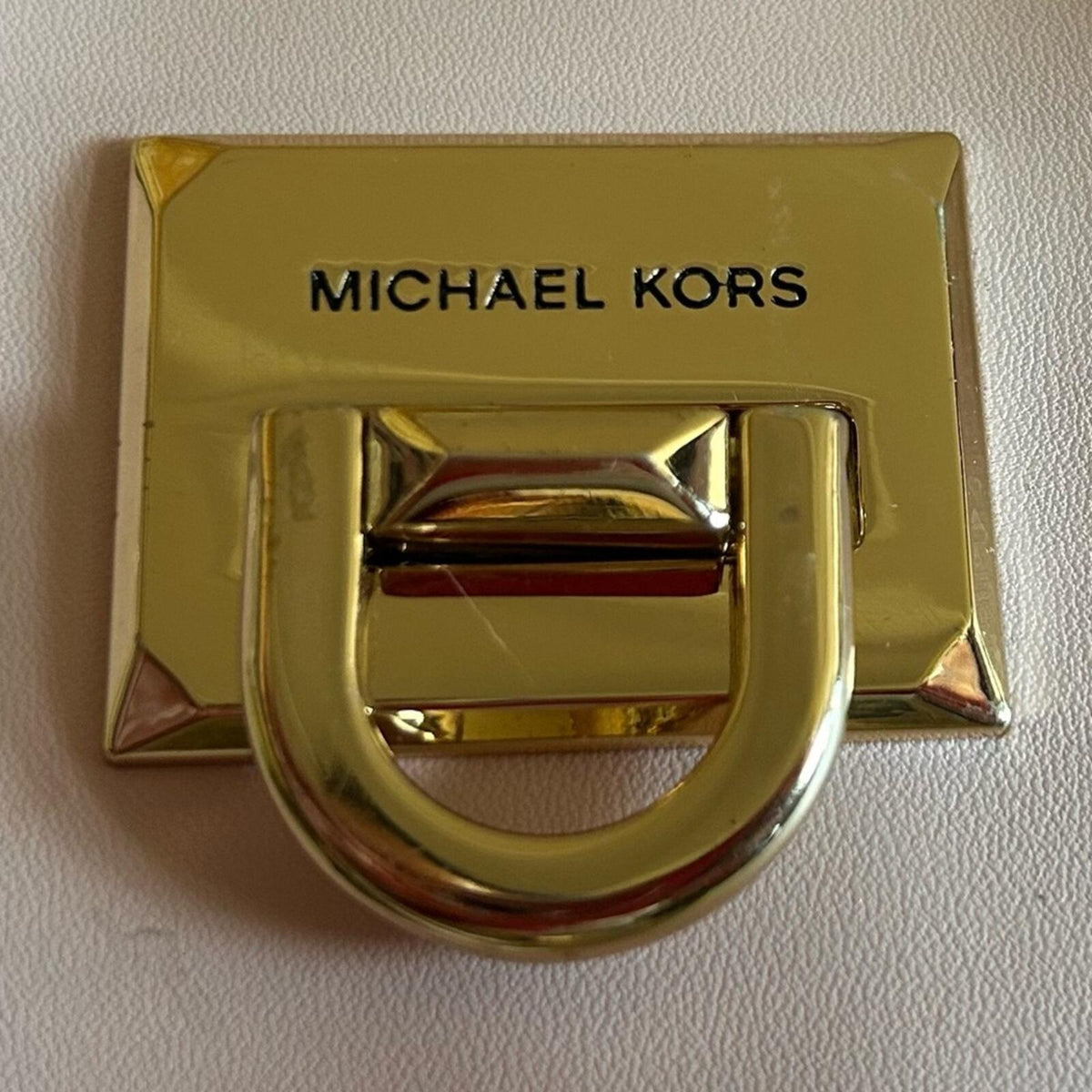 Michael Kors Large Beige and Cream Tote Shoulder Bag with Gold Studs