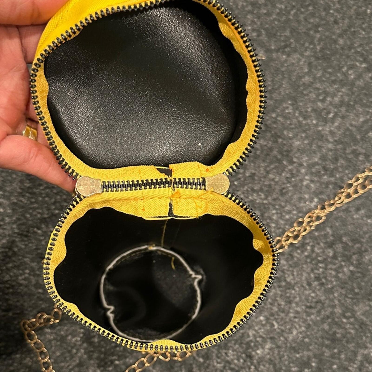 Yellow Popcorn Print Crossbody Bag with Gold Chain - Y2K Style Shoulder Purse